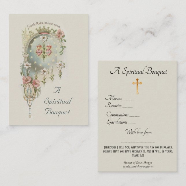 Cartão santamente da oração do buquê espiritual da (Frente/Verso)
