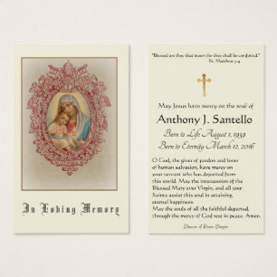 Cartão santamente memorável fúnebre católico d