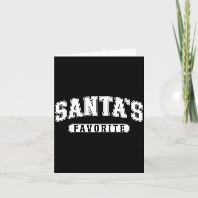 Cartão Santa's Favorite Christmas Varsity Text Family Xma (Frente)