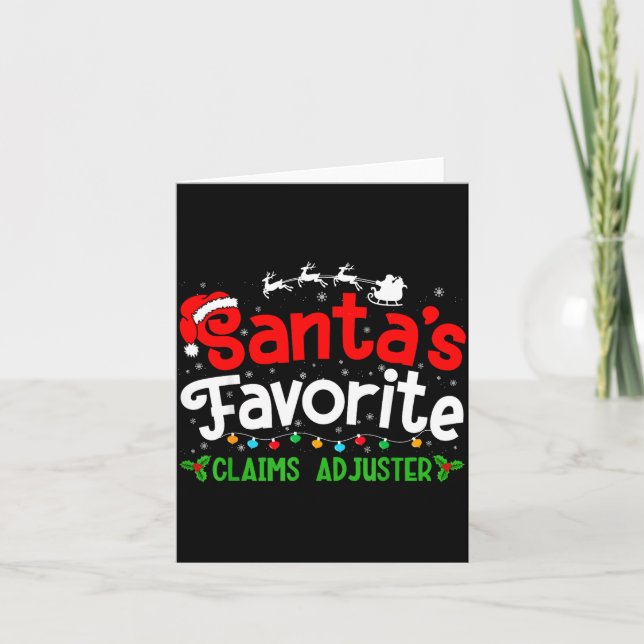Cartão Santa's Favorite Claims Adjuster Christmas Party  (Frente)
