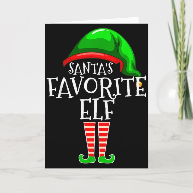 Cartão Santa's Favorite Elf Group Matching Family Christm (Frente)