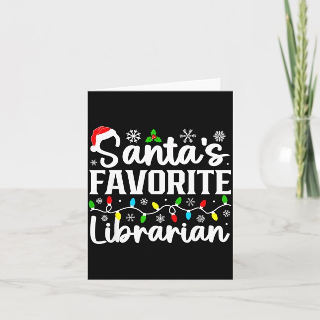 Cartão Santa's Favorite Librarian Funny Christmas Family  (Frente)