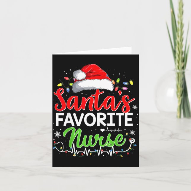 Cartão Santa's Favorite Nurse Funny Christmas Nurse Xmas  (Frente)