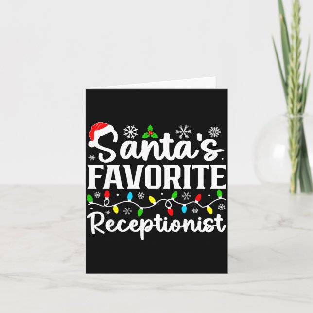 Cartão Santa's Favorite Receptionist Christmas Family Mat (Frente)
