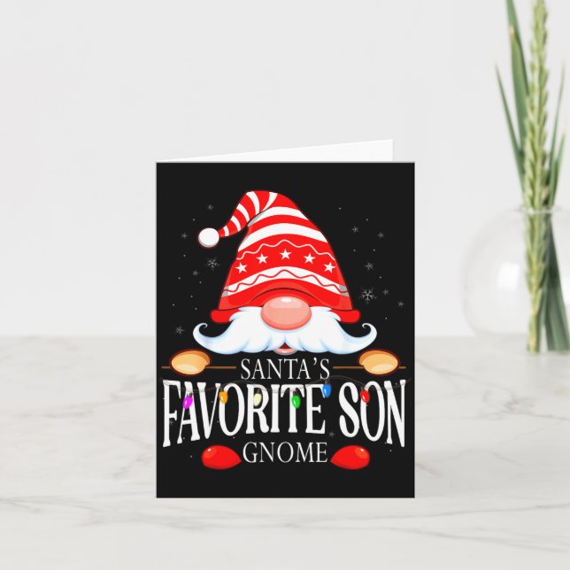 Cartão Santas Favorite Son Gnome Matching Christmas Paja  (Frente)