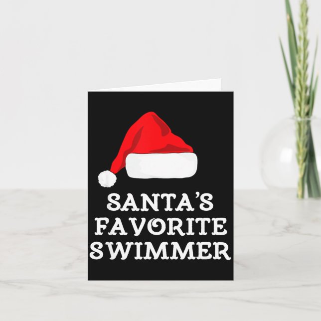 Cartão Santa's Favorite Swimmer Christmas Funny Xmas Swim (Frente)