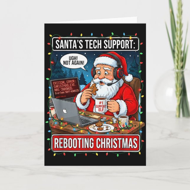 Cartão Santas Tech Support_ Rebooting Christmas Funny _4  (Frente)