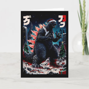 Cartão Santazilla Monstro Japonês Kaiju Dinossauro Natal