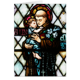 Cartão Santo Anthony de Pádua que guardara uma criança