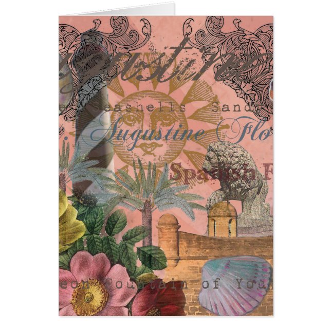 Cartão santo augustine florida viagem antiquada arte (Frente)