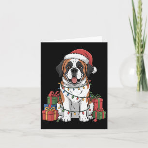 Cartão Santo bonito Bernard Santa Hat Cachorro de Natal L