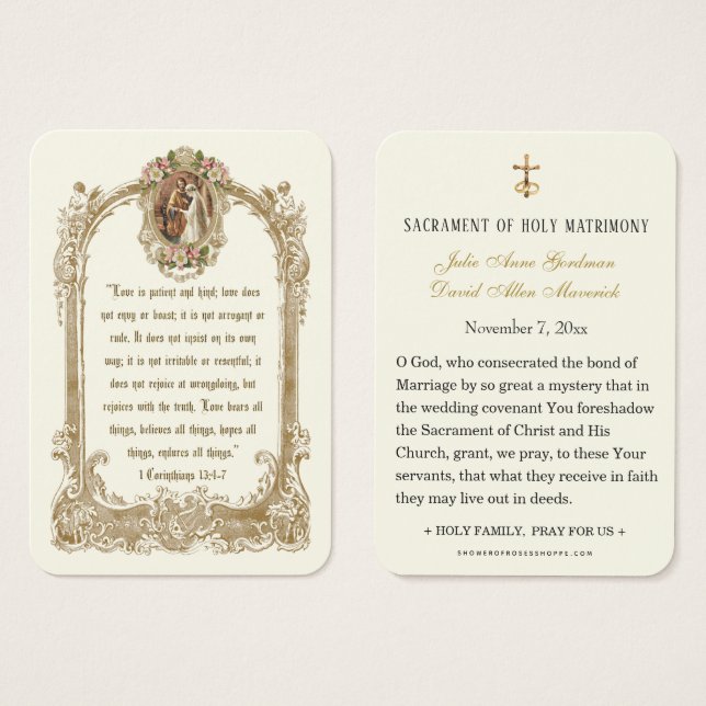 Cartão Santo Católico Tradicional de Casamento (Frente & Verso)