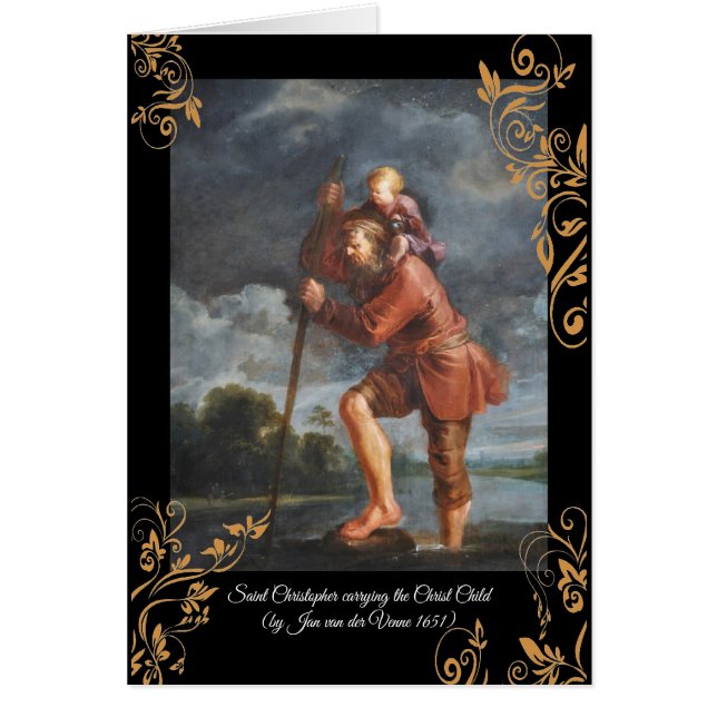 Cartão Santo Christopher com Cristo criança (Frente)