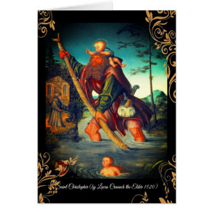 Cartão Santo Christopher com o Cristo Criança