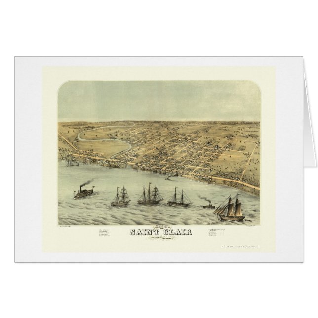 Cartão Santo Clair, mapa panorâmico do MI - 1868 (Frente Horizontal)