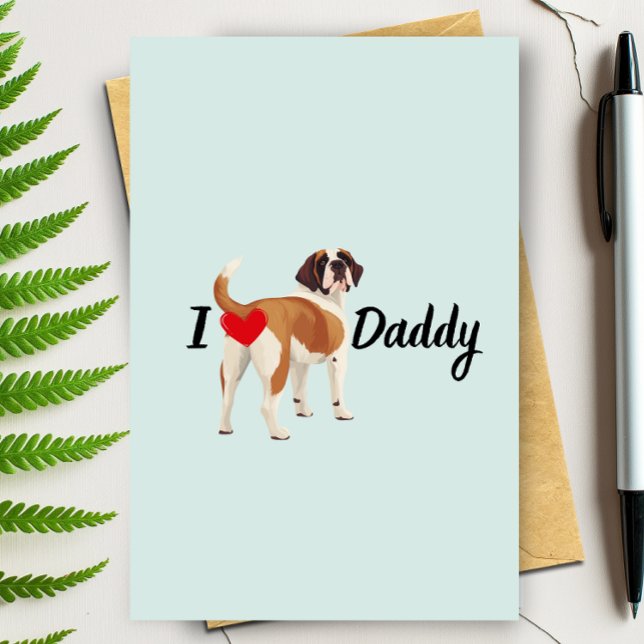 Cartão Santo engraçado Bernard Dog Bum Heart Dia de os pa (Criador carregado)