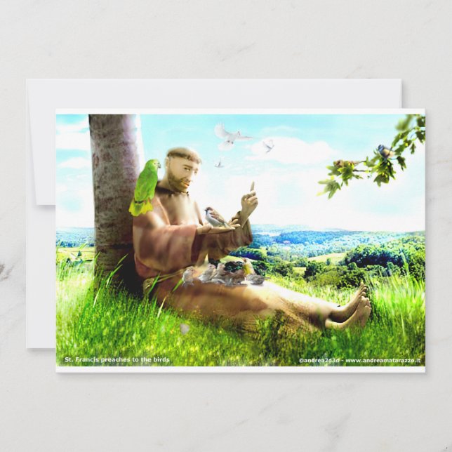 Cartão Santo Francis e o sermão prega aos pássaros (Frente)