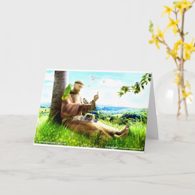 Cartão Santo Francis e o sermão prega aos pássaros (Flor Amarela)