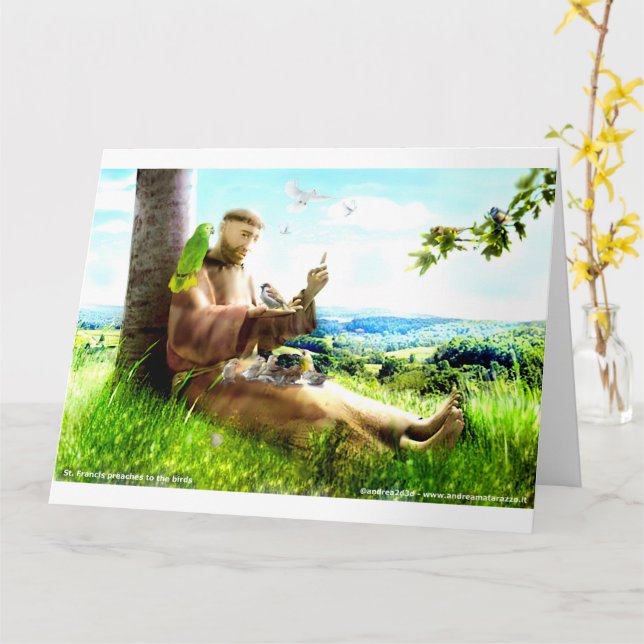 Cartão Santo Francis e o sermão prega aos pássaros (Flor Amarela)