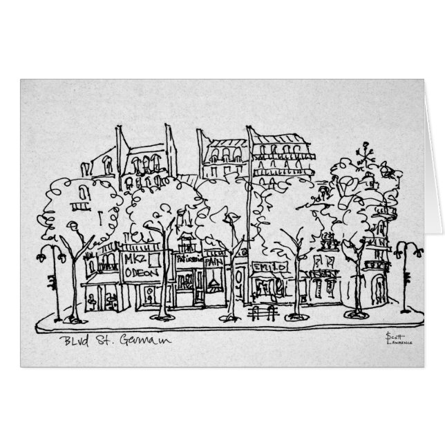 Cartão Santo-Germain-des-Pres| Paris, França (Frente Horizontal)