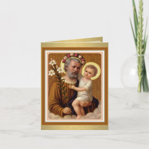 Cartão Santo José Menino Jesus Católico Religioso Vintage