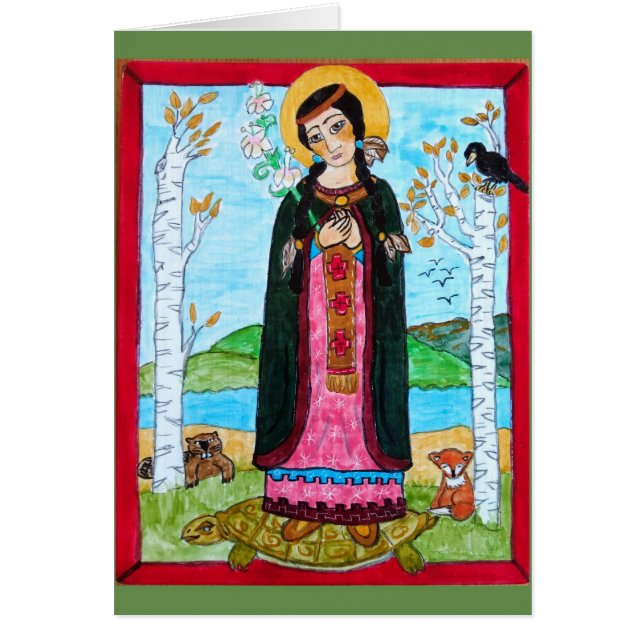 Cartão Santo Kateri Tekakwith - (Frente)
