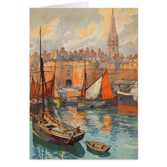 Cartão Santo Malo, França, Poster Art (Frente)