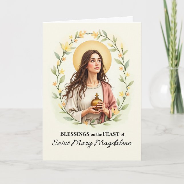 Cartão Santo Mary Magdalene Bênção do Banquete Dia das Bê (Frente)