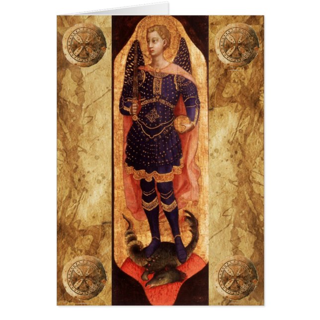 Cartão SANTO MICHAEL ARCHANGEL COM A oração DRAGON (Frente)