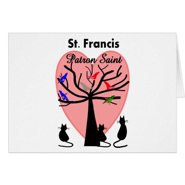 Cartão Santo padroeiro de St Francis--Árvore e animais (Frente Horizontal)