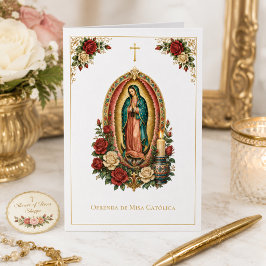 Cartão Santo Sacrifício Espanhol da Oferta da Missa de Gu