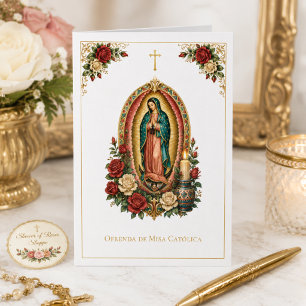 Cartão Santo Sacrifício Espanhol da Oferta da Missa de Gu
