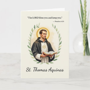 Cartão Santo Thomas Aquinas dá paz com escritura