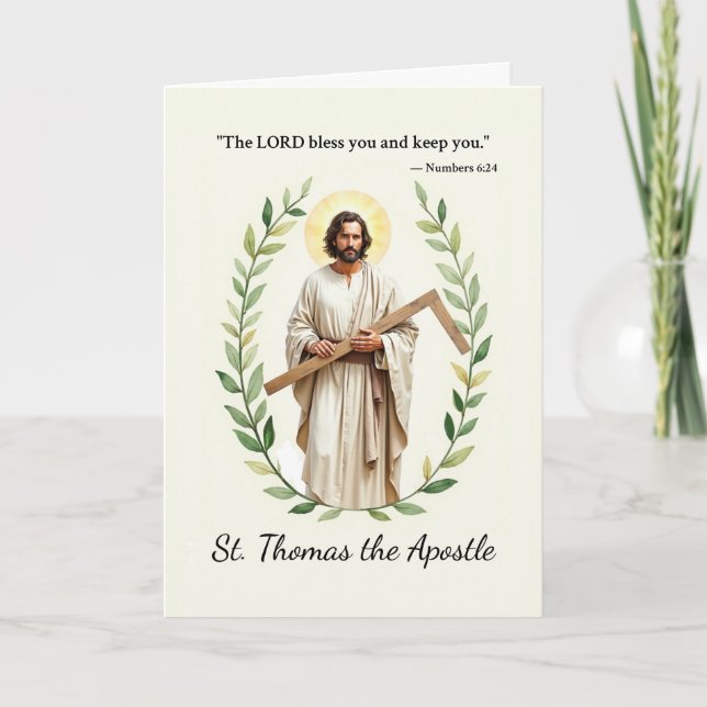 Cartão Santo Tomás Apóstolo Paz e Bênçãos de Deus (Frente)