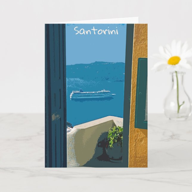 Cartão Santorini, navio de cruzeiro Grécia (Planta pequena)