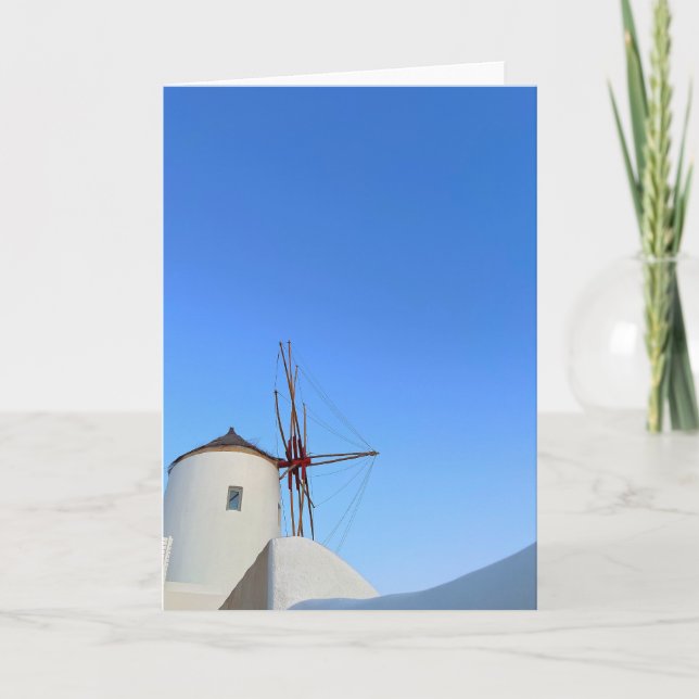 Cartão Santorini Windmills Fotografia da Grécia Oia (Frente)