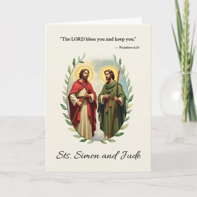 Cartão Santos Simão e Judas, Paz e Bênçãos de Deus (Frente)