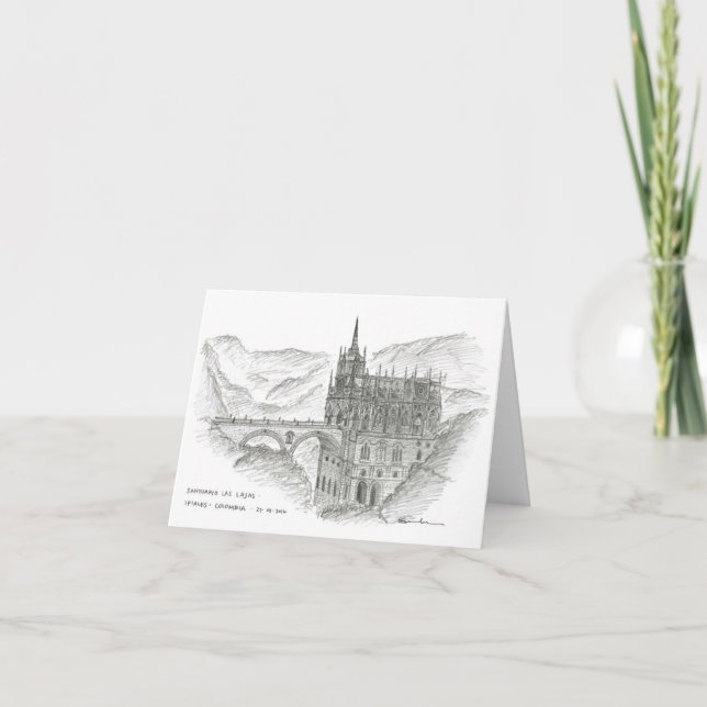 Cartão Santuário Las Lajas, Ipiales, Colômbia (Frente)