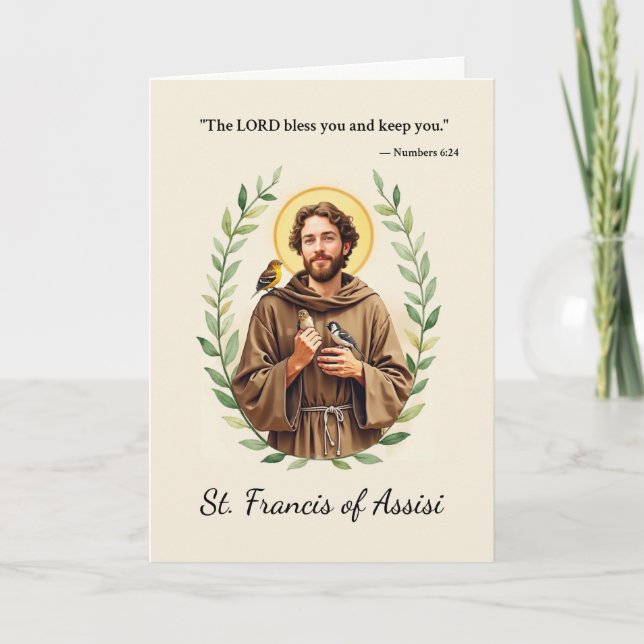 Cartão São Francisco de Assis Paz e Bênçãos de Deus (Frente)