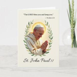 Cartão São João Paulo II Paz e Bênçãos de Deus