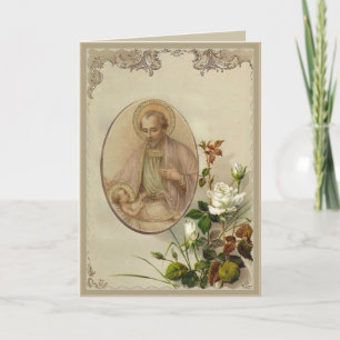 Cartão São José Vintage com o Menino Jesus