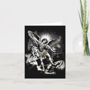 Cartão São Miguel Derrotando Satanás Arcanjo Guerreiro