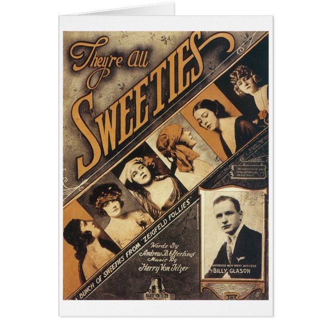 Cartão São todos Docinhos, Cobrir de Songbook Vintage (Frente)