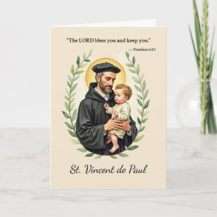 Cartão São Vicente de Paulo Paz e Bênçãos de Deus