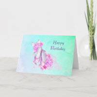 Sapatilhas de Ballet em Aquarela Rosa Feliz Aniver