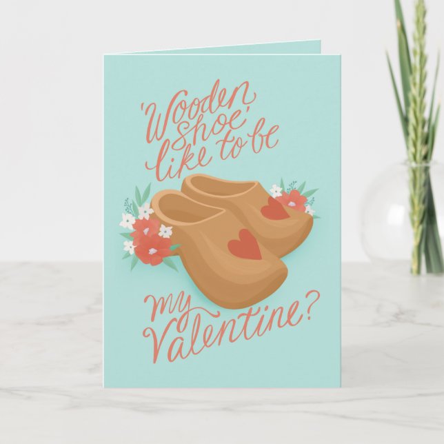 Cartão Sapato de Madeira seja meu Namorados (Frente)