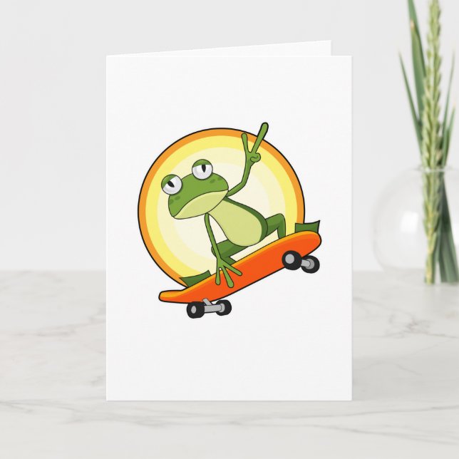 Cartão Sapo como Patinador com Skate (Frente)