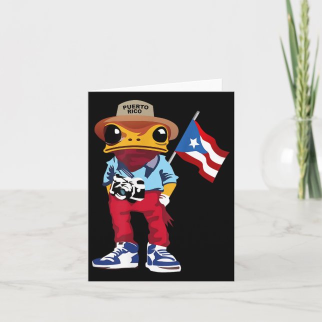 Cartão Sapo Coqui Porto Rico Flag Taino Boricua Hispânico (Frente)
