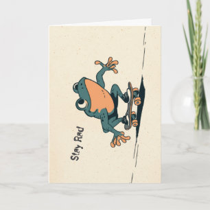 Cartão Sapo de Skate – Arte de Animal de Desenho Animado