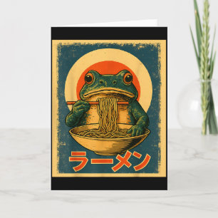Cartão Sapo Engraçado Ramen Kawaii Retro Japonês Sol Nasc